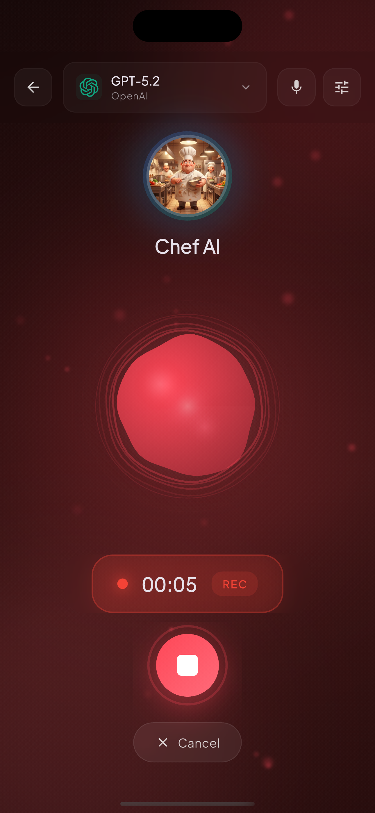 Voice chat with Chef AI assistant using natural voice recording